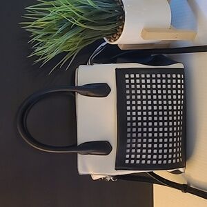 Reed Black and White Checkered Women's Leather Handbag
